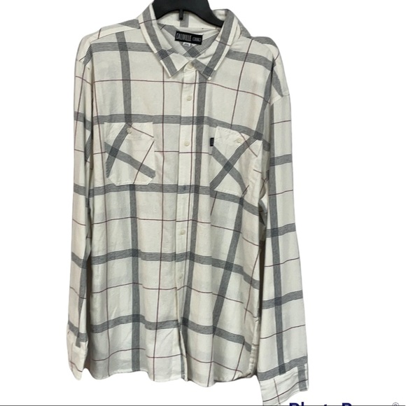 NWT XXL Caliville Men’s Flannel Button Down Shirt White Window‎ Box - Picture 1 of 14